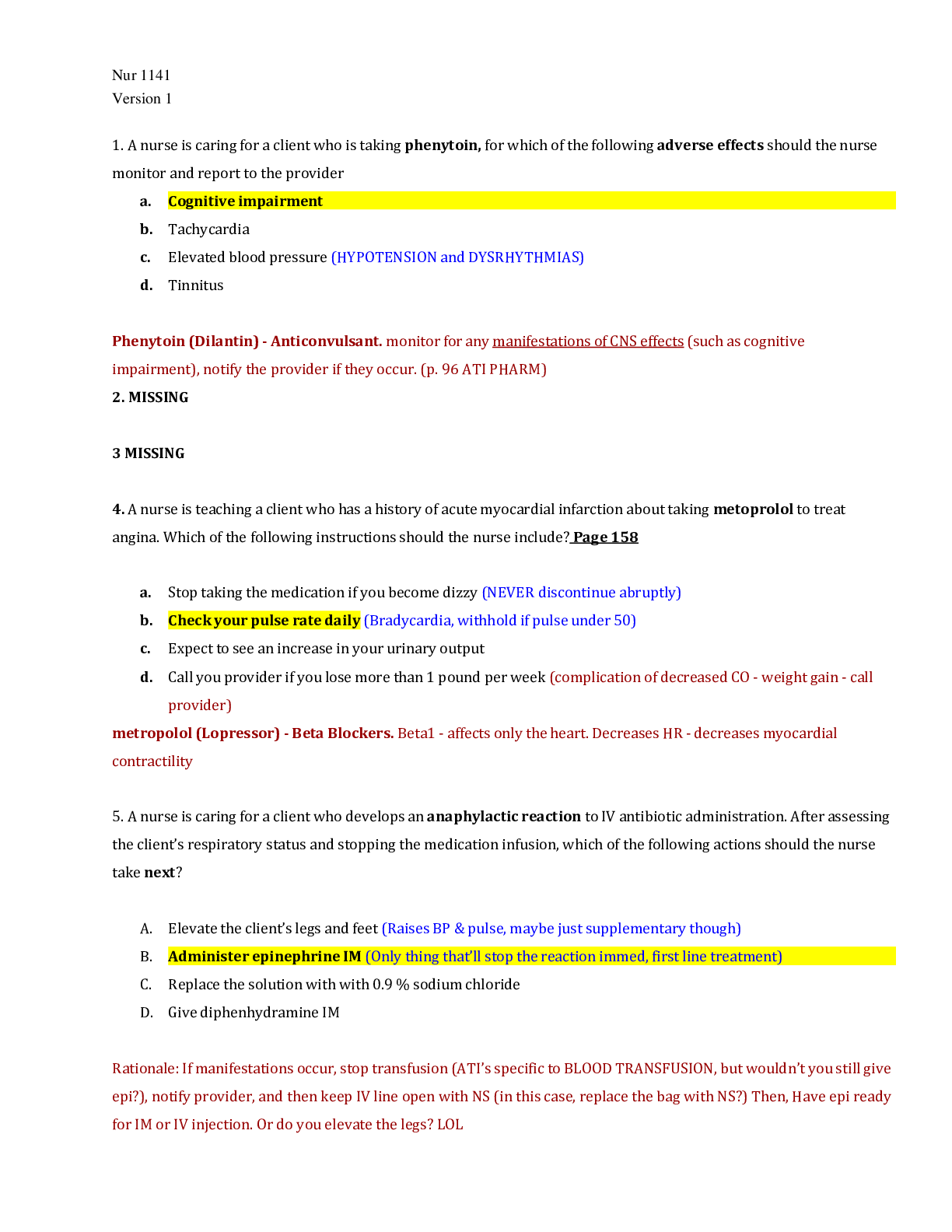 Preview image for Introduction to Pharmacology NUR1141 Test banks 3 Versions